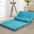 thumbnail image 4 of Costway Foldable Floor Sofa Bed 6-Position Adjustable Lounge Couch with 2 Pillows Blue, 4 of 10