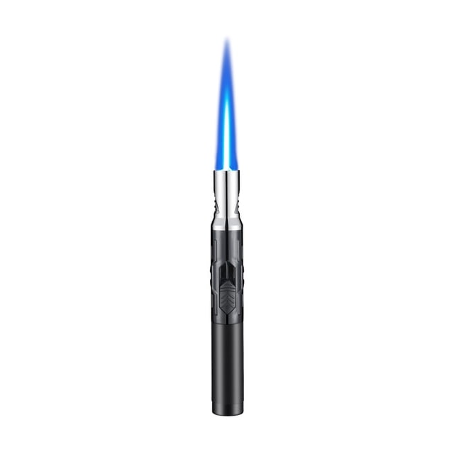 Silver Flame Torch Lighter With Refillable Butane Gas, Jet Fire Lighter For Kitchen Culinary Grill Camping Diy Projects, Windproof Design For Reliable Ignition In Various Conditions
