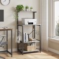 thumbnail image 4 of Bestier 4 Tier Bakers Racks for Kitchens Rack Storage Shelf Cart on Wheels Shelves, Metal and Wood, Industrial Style, Grey, 4 of 8