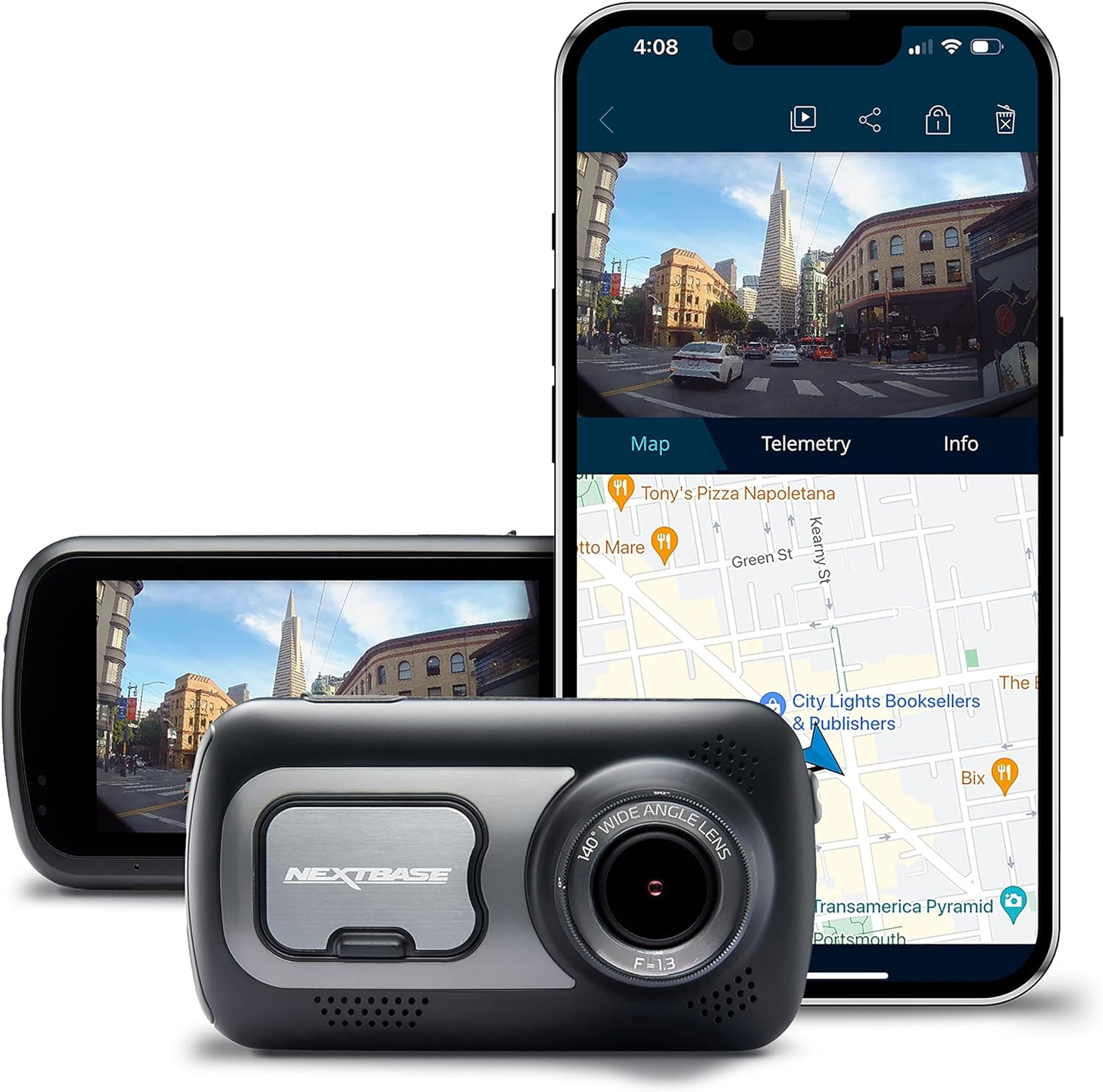 Nextbase 522GW Dash Cam 3" HD 1440p Touch Screen Car Dashboard Camera, Amazon Alexa, WiFi, GPS, Emergency SOS, Wireless, Black