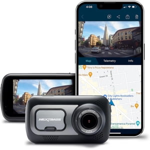 Nextbase 522GW Dash Cam 3" HD 1440p Caméra de tableau de bord, Amazon Alexa, WiFi, GPS, Urgences SOS, Sans fil, noir