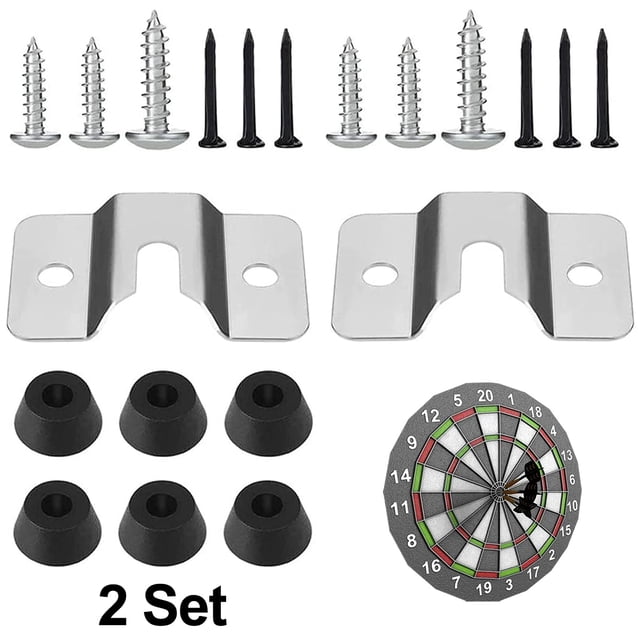 Easy Wall Hang Kit with screws and stabilizers for secure dartboard display. Dartboard Mounting Bracket