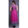 thumbnail image 4 of Bimba Robe Anarkali Géométrique Rose Fuchsia Col Mandarin Sans Manches Kurtis pour Femmes Imprimé Robe Maxi XXX-Large, 4 of 6