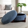 thumbnail image 4 of Ottoman Rond avec Rangement, Ottoman Capitonné Rembourré, Table Basse pour Salon Chambre 31,89 Pouces x 17,91 Pouces Bleu, 4 of 11