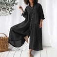 thumbnail image 2 of Yuyuzo Linen Jumpsuits for Women Plus Size Short Sleeve V Neck Rompers Button down Dressy Casual Outfit, 2 of 6