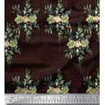 thumbnail image 1 of Soimoi Brown Velvet Fabric Square & Leaves Print Fabric by Yard 60 Inch Wide, 1 of 3