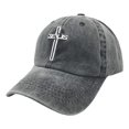 thumbnail image 1 of Embroidered Christian Jesus Cross Hat for Men Women, Vintage Washed Dad Hats Adjustable Baseball Cap, 1 of 4