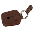 thumbnail image 2 of 1pc Blue/Brown Leather Remote Car Key Fob Case Cover Holder Shell For Bmw I3 I8 2014+ Keyless Delicate Keys Protector, 2 of 9