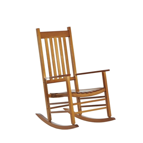 Outsunny Wooden Porch Rocking Chair Outdoor Patio Rocker Garden Single Leisure Reclining Seat Armchair Natural