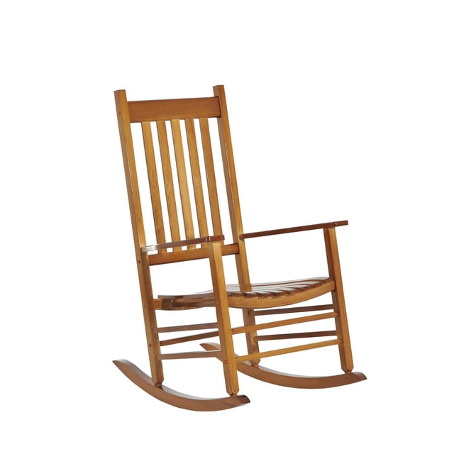 Outsunny Wooden Porch Rocking Chair Outdoor Patio Rocker Garden Single Leisure Reclining Seat Armchair Natural. A classic Adirondack-style rocking chair crafted from durable poplar wood with a natural finish. Features a slatted backrest, wide seat, and armrests for comfort. UV-resistant and water-resistant for long-lasting use. Ideal for porches, backyards, sunrooms, and nursery settings. Dimensions: 27.25 inches long, 33.75 inches wide, and 45.25 inches high.