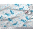 thumbnail image 2 of Soimoi Polyester Crepe Fabric Fishing Hook,Fish & Whale Ocean Print Fabric by Yard 52 Inch Wide, 2 of 3