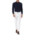 thumbnail image 2 of INSPIRE CHIC Men's Plaid Slim Fit Flat Front Dress Pants with Pockets 32 White, 2 of 7