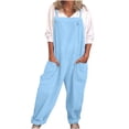 thumbnail image 1 of jsaierl Salopette en Lin pour Femmes Décontractée Unie Combinaison Confortable Fluide Pantalon à Jambes Larges avec Poches, 1 of 8