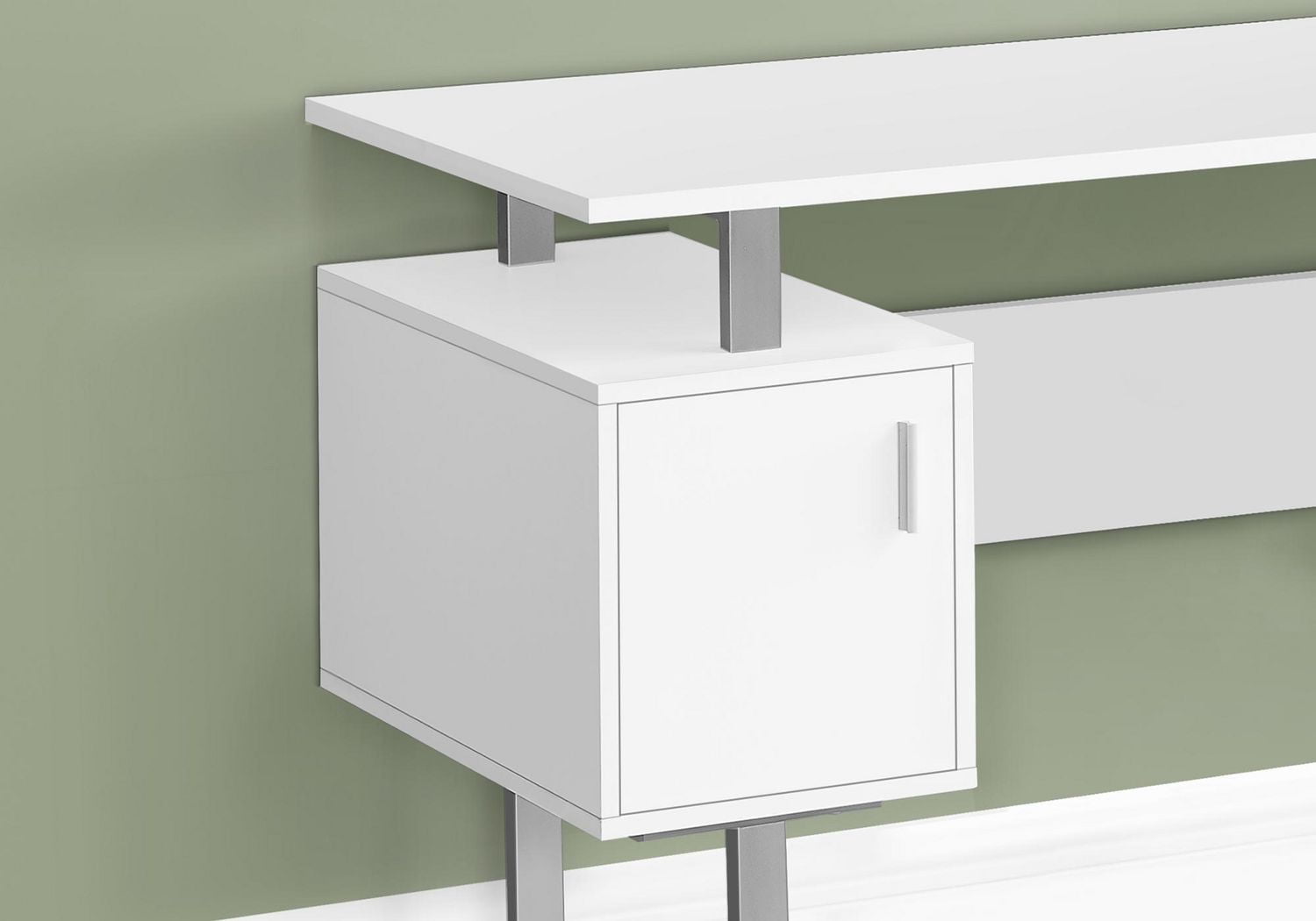 Monarch Specialties Bureau, Bureau À Domicile, Ordinateur Portable, Rangement, 48"l, Travail, Métal, Stratifié, Blanc, Gris, Contemporain, Moderne