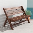 thumbnail image 2 of Banc d'Extérieur en Bois à 2 Places, Banc de Jardin Pliable, Fini Carbonisé, 2 of 10