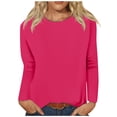 thumbnail image 1 of Timegard Womens Tops Long Sleeve Round Neck Solid Color Basic Tee Fall Casual Comfy Loose Tops Blouse, 1 of 5
