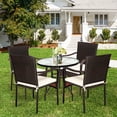 thumbnail image 3 of Costway Set of 4 Patio Rattan Dining Chair Stackable Cushioned Armrest Garden, 3 of 10