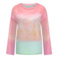 thumbnail image 3 of Nouveaux Hauts d'Été pour Femmes 2023 Mode Grande Taille Col Rond Manches Longues Imprimé Décontracté Sortie Blouses Hauts Chemise à Manches Longues pour Femmes, 3 of 3
