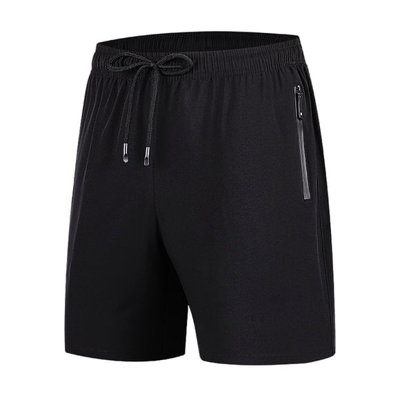 Pisexur Men's Shorts Zipper Pocket Elastic Waist Stretch Summer Casual Beach Cargo Pants