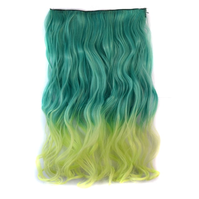 Dadatutu Clip-In Hair Wig for Women - Gradient Color Long Curly Hair Extension, High-Temperature Fiber, Double Weft, Easy to Install & Style
