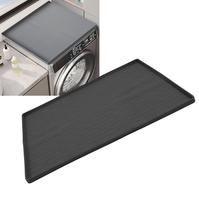 60 X 60cm Washer Dryer Top Protector Mat, Non Discolouring Silicone Washing Machine Cover with Raised Edges, Counter Dust Pad for Laundry, Kitchen