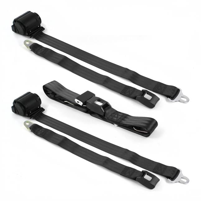 Early Triumph 1946-1954 Standard 2 Point Black Retractable Bench Seat Belt Kit - 3 Belts