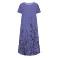thumbnail image 4 of Pisexur Robe T-Shirt d'Été pour Femme Décontractée à Fleurs, Col Rond, Manches Courtes, Robe Bohème Fluide à Boutons Évasée avec Poches, 4 of 4