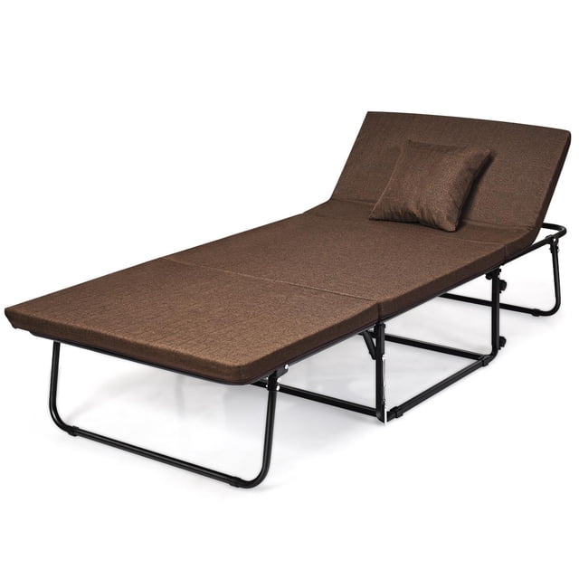 Giantex Lit-Ottoman Pliant, Chaise-Lit Convertible 3 en 1 Multifonction avec 6 Positions Réglables, Capacité de Charge Maximale de 550 Lb, Lit d'Appoint pour Petite Pièce Appartement