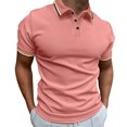 thumbnail image 1 of Styesk T Shirts for Man Fashion Leisure Solid Color Versatile Button Flip Collar Short Sleeve Top, 1 of 2