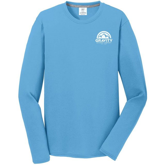 Gravity Outdoor Co. Chemise à Manches Longues Performance - Aqua - Logo Blanc - P