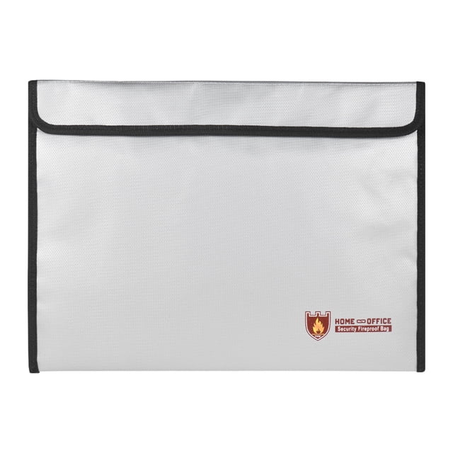 Graflsoa Fireproof Document Pouch - Heat Resistant, Waterproof, Explosion-Proof Storage for Valuables, 15" x 11", Silver, Horizontal Design