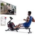 thumbnail image 1 of **Rameur à Eau Intelligent Phantom Hydro Sunny Health & Fitness**, avec Résistance Dynamique en Temps Réel, Capacité de 300 LB, Pliable, Connexion Bluetooth et Rail Extra Long – Modèle **SF-RW5910SMAR, 1 of 6