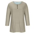 thumbnail image 4 of Yuyuzo Womens 3/4 Sleeve Tops Basic Button Crew Neck Solid Color Loose Fitted Tunics Tee Blouses, 4 of 5