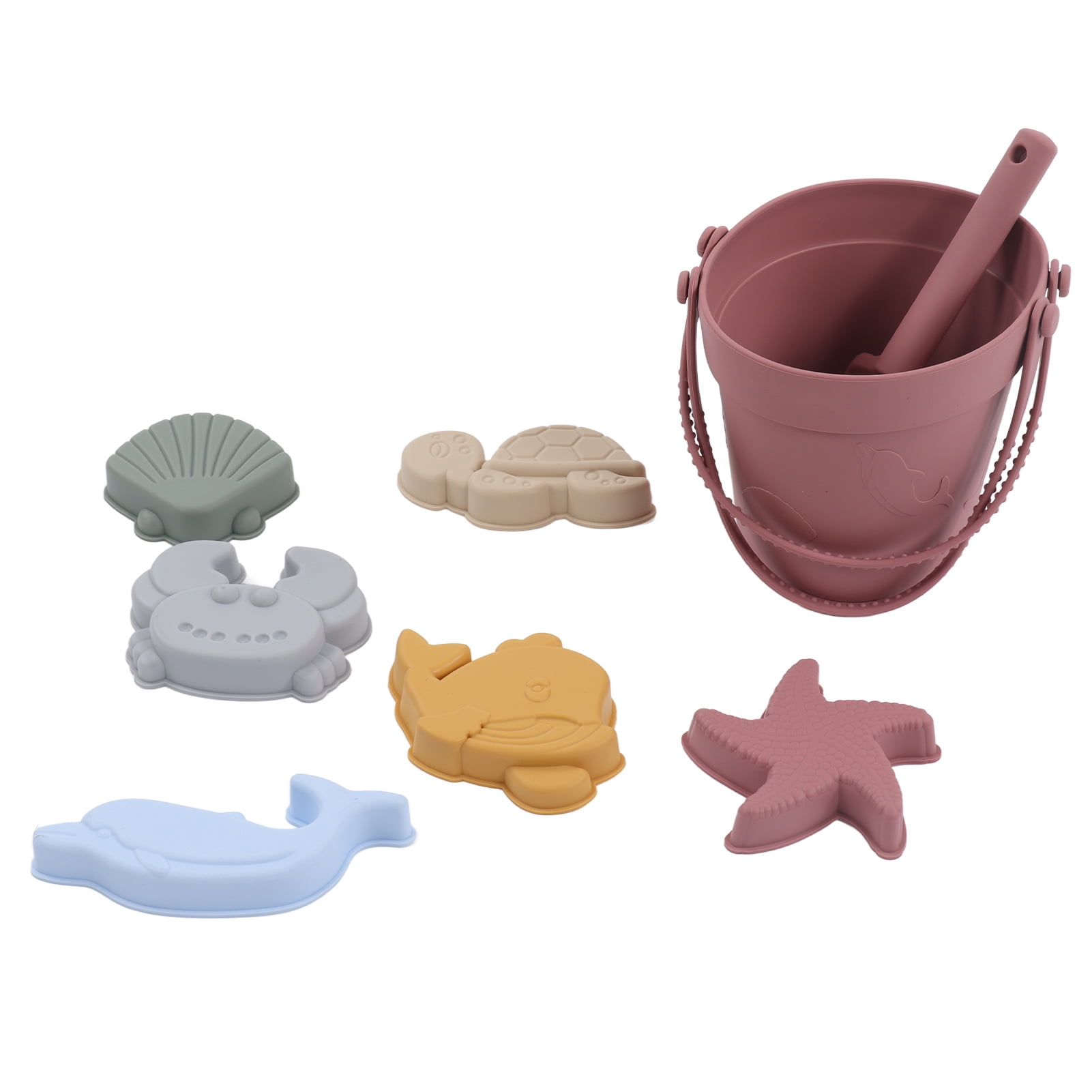 Jouets de Plage en Silicone Ensemble de Jouets de Plage en Silicone Jouet de Jeu Extérieur pour Enfants Jouets de Plage en Silicone Jouets de Sable pour Bébé Ensemble Comprend Seau en Silicone Modèle d'Animal Pelle à Sable StringBrick Rouge