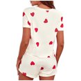 thumbnail image 4 of GDREDA Ensemble de Vêtements de Nuit pour Femme, Ensemble de Maison à la Mode à Col Rond, Manches Courtes, Shorts avec Imprimé, Pyjama Décontracté et Pantalon de Pyjama, Ensemble de pyjamas pour Femme, pyjamas Beige, TTG, 4 of 9