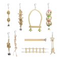 thumbnail image 1 of lionlar 9Pcs/Set Natural Wood Bird Parrot Swing Chewing Toys Standing Hammock for Macaws, 1 of 8