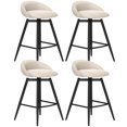 thumbnail image 1 of Gymax 25'' Upholstered Bar Stools Set of 4 w/ Footrest Backrest & Metal Frame Beige, 1 of 10