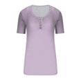 thumbnail image 3 of AherBiu Women Tops Stretchy Slim Tight Button Ribbed Knitted Short Sleeve Round Neck Basic Summer Tshirts, 3 of 4