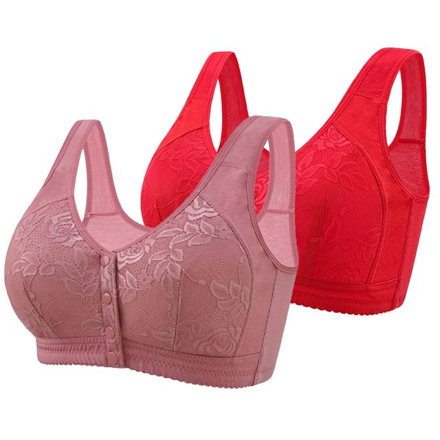 biudgviw Front Closure Bras for Women 2 Pc Wireless Push up Full Coverage Plus Size Bras Supportive Everyday Bralettes