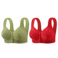 thumbnail image 1 of Yuzhih 2 Pack Full Coverage Wireless Bras for Women No Underwire Compression Front Closure Comfort Bra with Support, 1 of 2