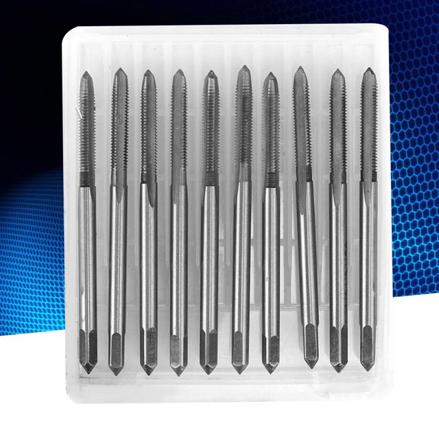 Robinet de Filetage, Ensemble de 10 Pcs Vis Métriques HSS, Robinets de Machine à Fileter M3/M8/M10/M12, Outils de Tapotement de Flûte Métrique pour Acier, Fer