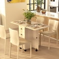 thumbnail image 2 of HOMCOM Foldable Dining Table, Drop Leaf Table on Wheels, Natural Wood, 2 of 10