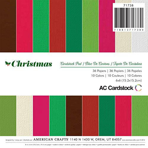 American Crafts Cardstock Pack 6"X6" 36/Pkg-Christmas