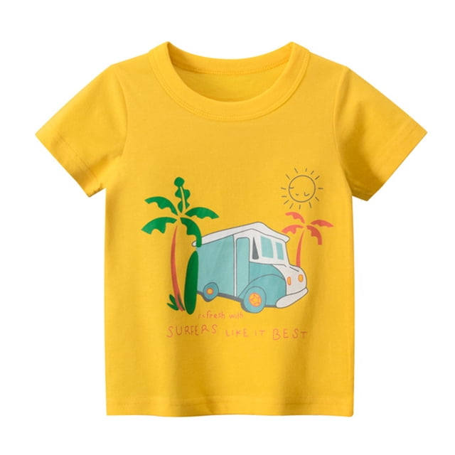 PMVFHDE T-Shirt Camouflage à Manches Courtes pour Garçons et Filles avec Imprimé Graphique, Col Rond, Haut Décontracté pour Enfants Design Unisexe, Séchage Rapide, Jaune, 6 Ans