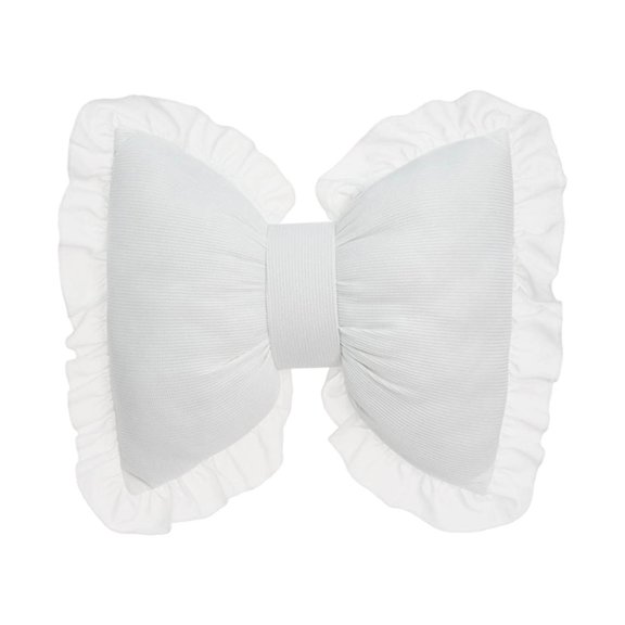 Fasiaou Comfortable Soft Lace-Trimmed Waffle Knit Bow Lumbar Pillow with Removable Cover, Decorative Cushion for Sofa Bed and Chair, Machine Washable,White