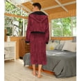 thumbnail image 4 of U2SKIIN Mens Fleece Robe with Hood, Mid Length Plush Shawl Collar Two Tone Bathrobe,(Burgundy/Black,S-M), 4 of 4