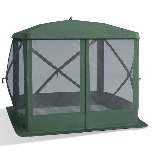 Outsunny Pavillon Moustiquaire Escamotable pour Camping, Installation Instantanée, Vert