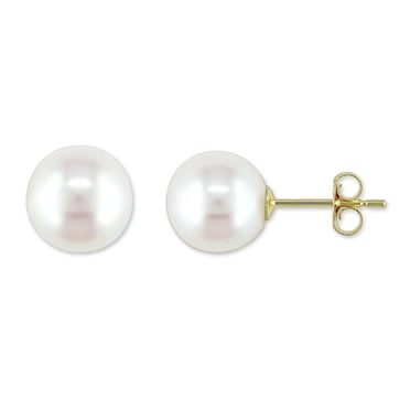 Miabella 8-8.5mm Cultured Freshwater Pearl 10 K Yellow Gold Stud Earrings