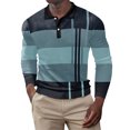 thumbnail image 1 of XZNGL Mens Patchwork Turndown Loose Fallow Fabric Button Long Sleeve Lapel Top/shirt, 1 of 1