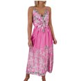 thumbnail image 2 of HKEJIAOI Robes Décontractées Rabais Liquidation Robe Fleurie pour Femmes Mode Femme Été Aguichant Angleterre Bretelles Ajustables Sans Manches Imprimé Col en V Fendue Robe Rose, 2 of 9